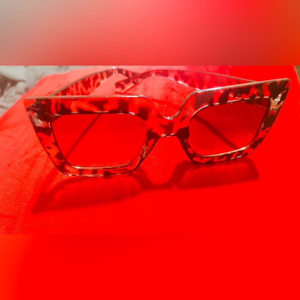 Bold Red Tortoiseshell Rectangular Sunglasses
